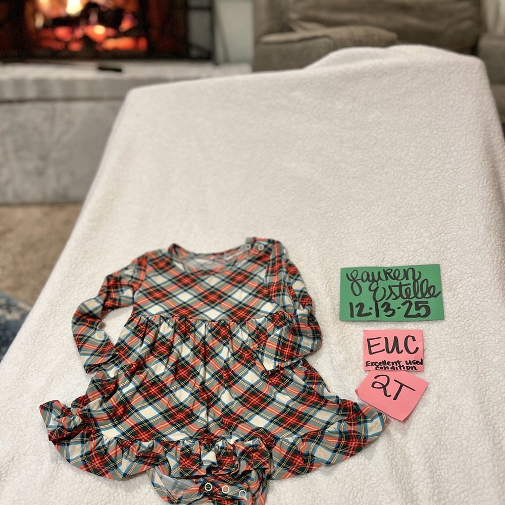 Posh Peanut Festive Plaid Baby Dress